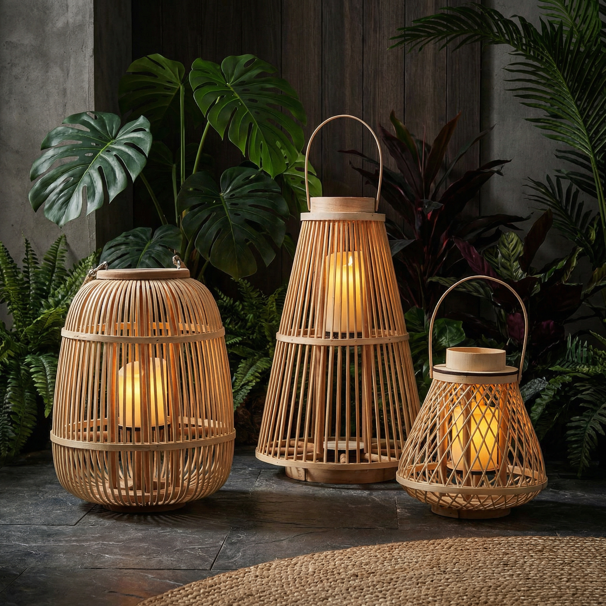 Rotan Lantaarn met Vlamloze Kaars Tuindecoratie LED Verlichting Tuin Balkon Terras Windlicht | Sansoti