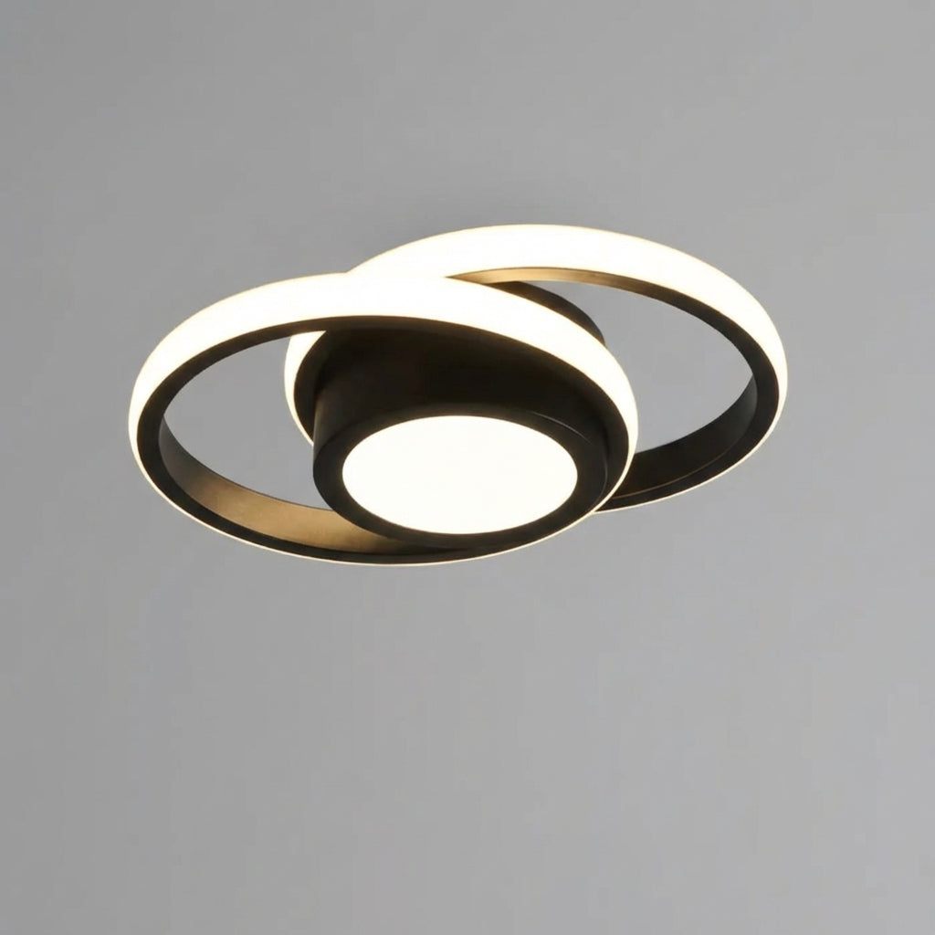 LED Plafondlamp Dubbel Ring Aluminium 24cm Woonkamer Slaapkamer Warm Wit Energiezuinig 18W Plafonnière | Sansoti