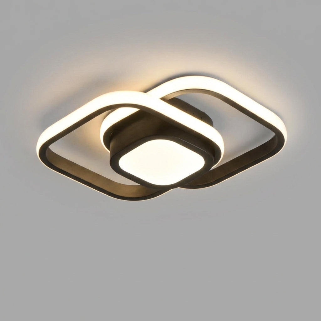 LED Plafondlamp Dubbel Ring Aluminium 24cm Woonkamer Slaapkamer Warm Wit Energiezuinig 18W Plafonnière | Sansoti