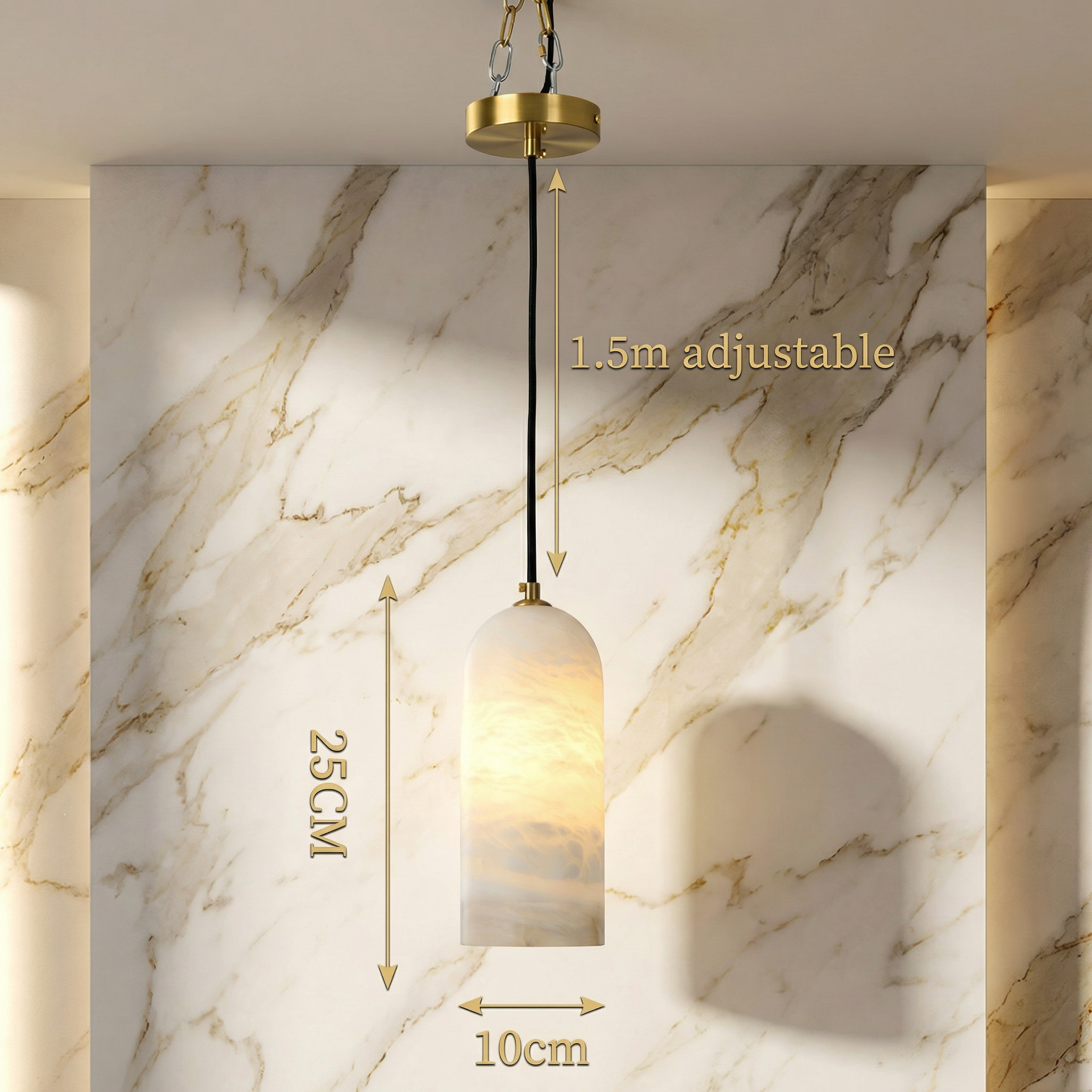 Marmeren Hanglamp met Koperen Afwerking – Moderne Scandinavische Verlichting | Sansoti