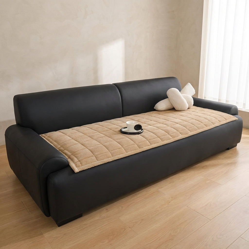 Quilted Bankhoes Mat – Zachte Ribfluweel met Antislip Achterkant, Bescherming tegen Krassen, Machinewasbaar, Meerdere Maten | Sansoti