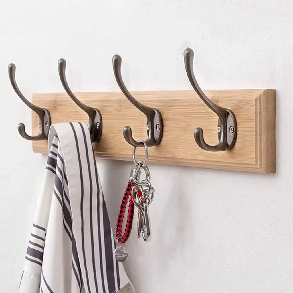 Wandkapstok Massief Hout 4-5 Haken Wit Beige Bruin Muurmontage | Kapstok Gang Hal Slaapkamer | Skandinavische Houten Kapstok | Sansoti