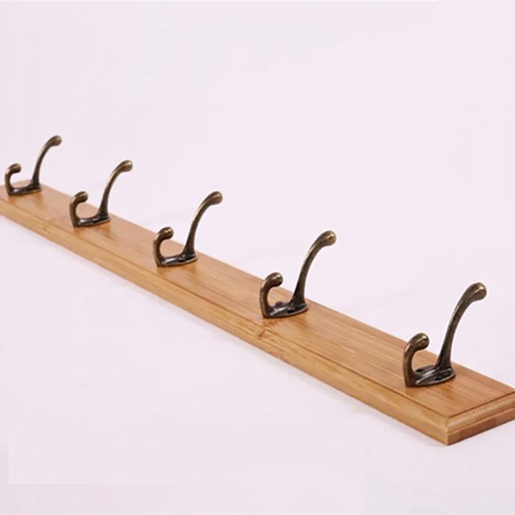 Wandkapstok Massief Hout 4-5 Haken Wit Beige Bruin Muurmontage | Kapstok Gang Hal Slaapkamer | Skandinavische Houten Kapstok | Sansoti