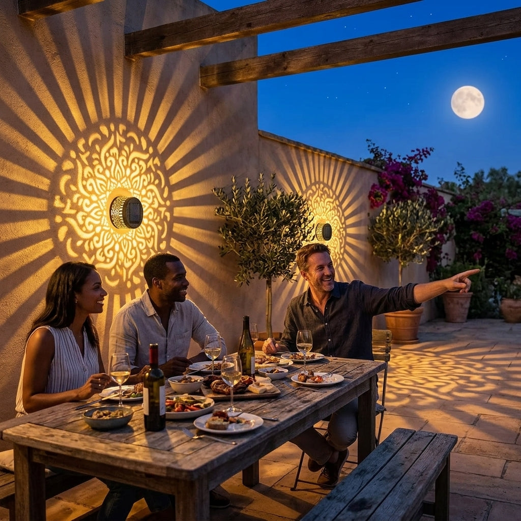 Solar Mandala Projectielicht – Tuindecoratie met Automatische Nachtverlichting en Schaduwpatroon | Sansoti