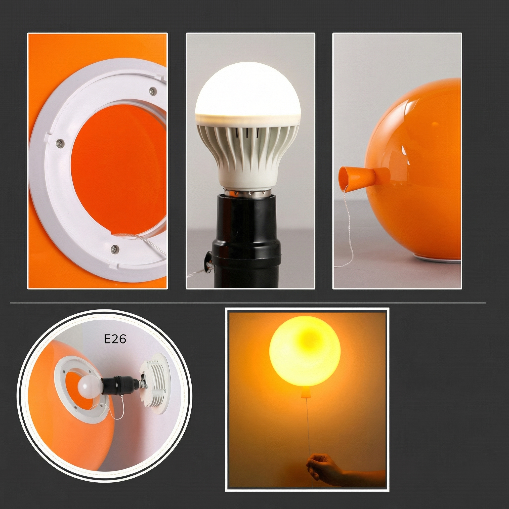 Bauhaus Ballon Wand- & Plafondlamp met Trekschakelaar – Design Verlichting voor Kinderkamer, Slaapkamer & Gang | Sansoti