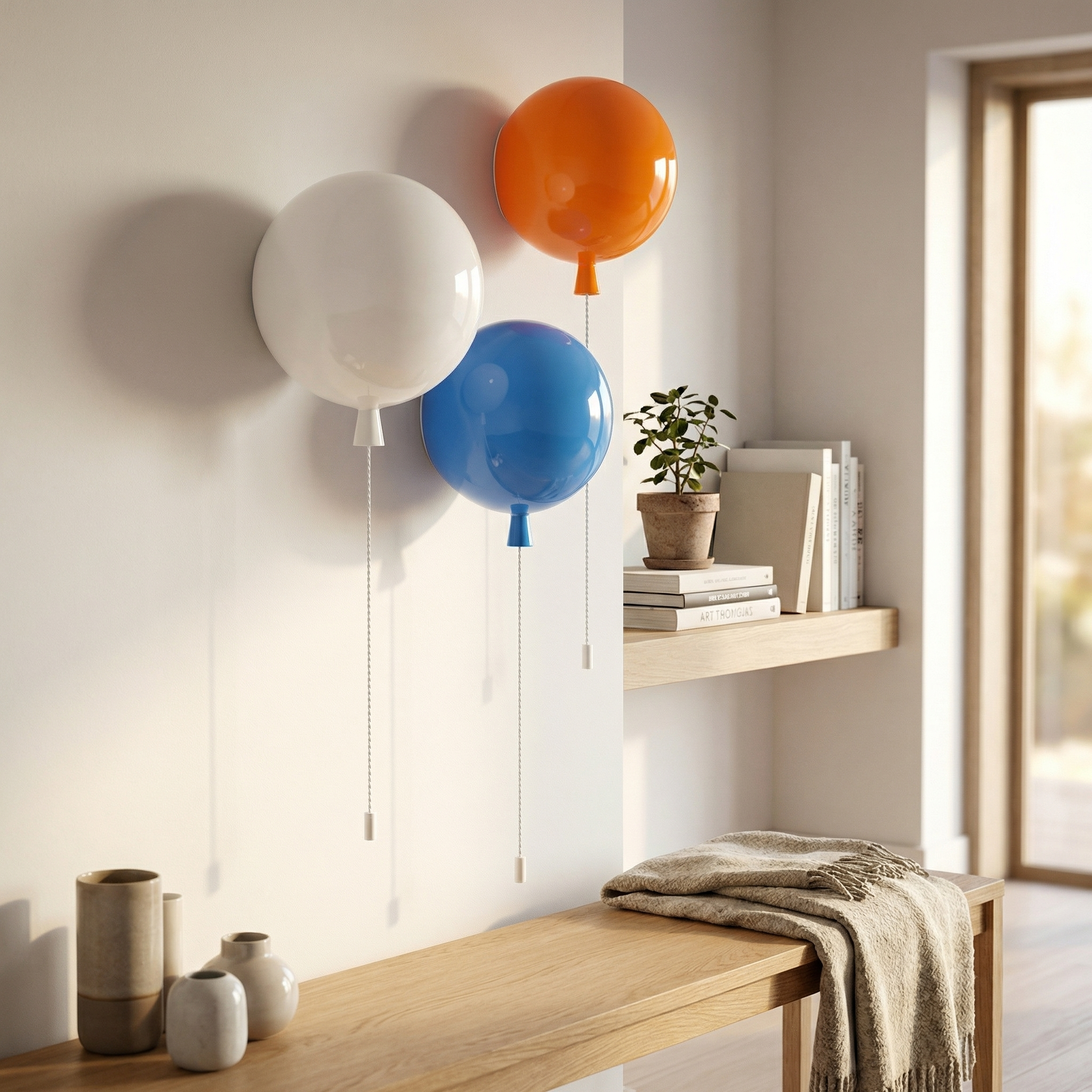 Bauhaus Ballon Wand- & Plafondlamp met Trekschakelaar – Design Verlichting voor Kinderkamer, Slaapkamer & Gang | Sansoti