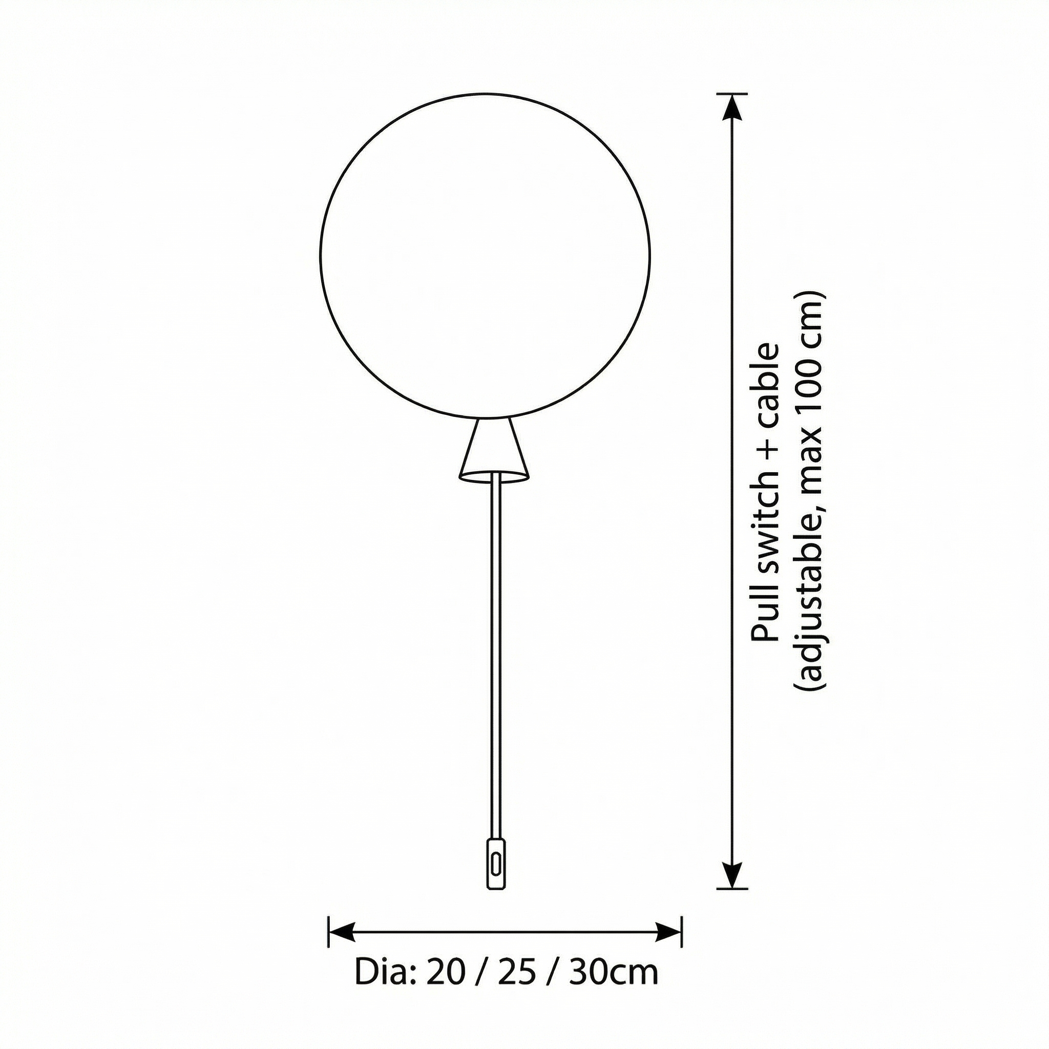Bauhaus Ballon Wand- & Plafondlamp met Trekschakelaar – Design Verlichting voor Kinderkamer, Slaapkamer & Gang | Sansoti