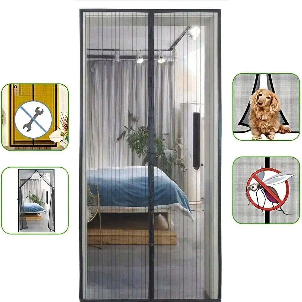 Magnetische Hordeur met Automatische Sluiting 80-120cm Insectenbescherming Vliegengordijn voor Terras Balkon | Sansoti