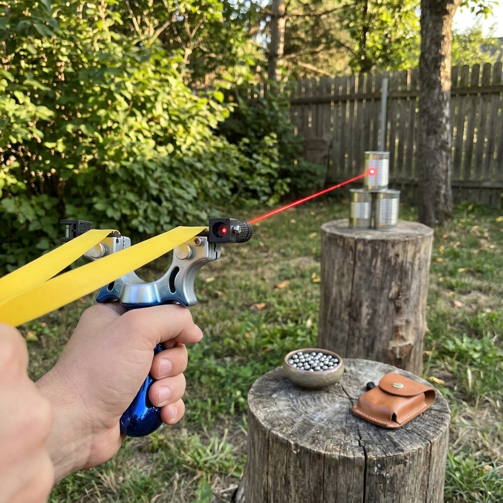 Precision Slingshot with Laser Technology Black Metal Outdoor Sport | Sansoti