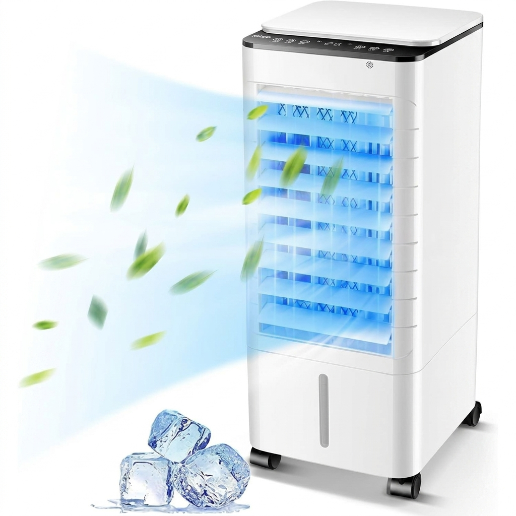 Draagbare Ventilatiekoeler met Bevochtiging en Wielen voor Woonkamer Slaapkamer Kantoor Thuis Klimaat | Sansoti
