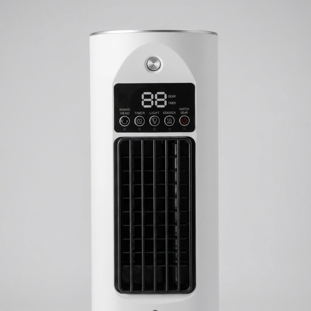 Compacte Bureaukoeler met Luchtbevochtiger 6 Snelheden USB-Ventilator Bladloos Torenmodel LED Kantoor | Sansoti