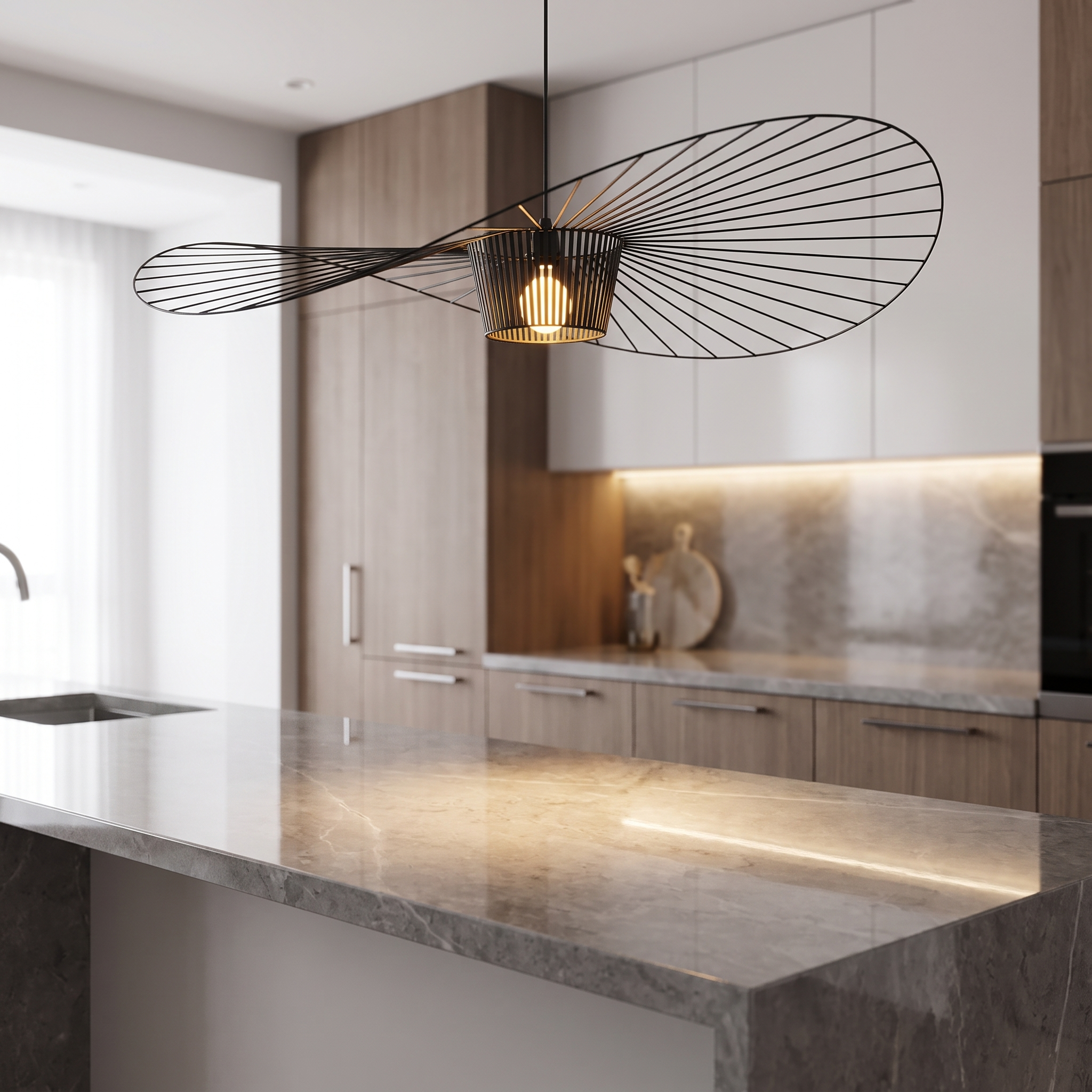 Keukeneiland hanglamp metaal kapvorm 150cm verstelbaar