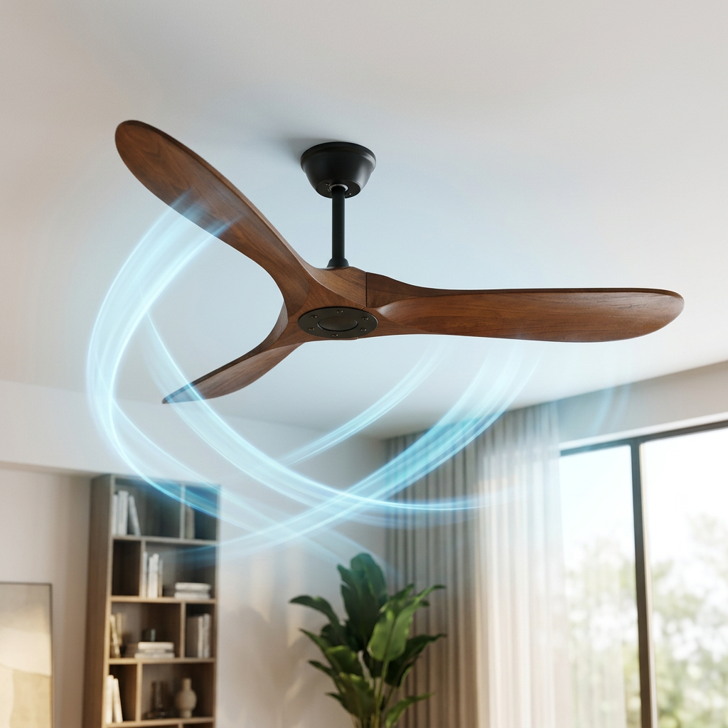 Leno Holz-Deckenventilator Walnuss Leise 6 Geschwindigkeiten Wohnzimmer Schlafzimmer Design Ventilator Mit Fernbedienung Modernes Interieur | Sansoti