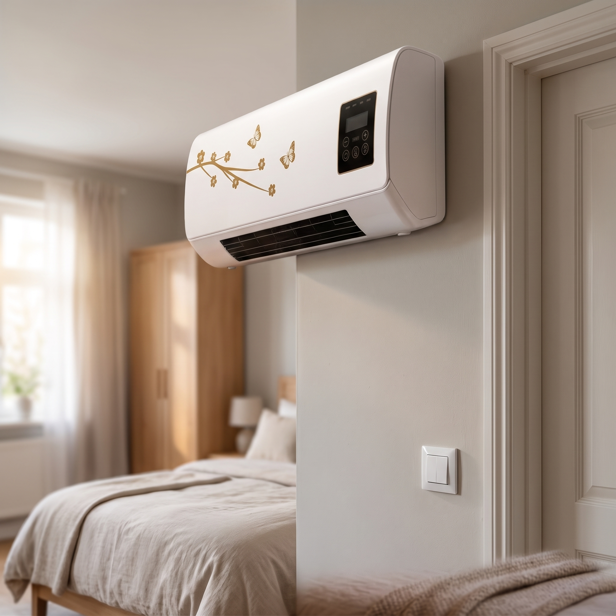 Elektrische wandverwarming in de logeerkamer boven het bed | Sansoti