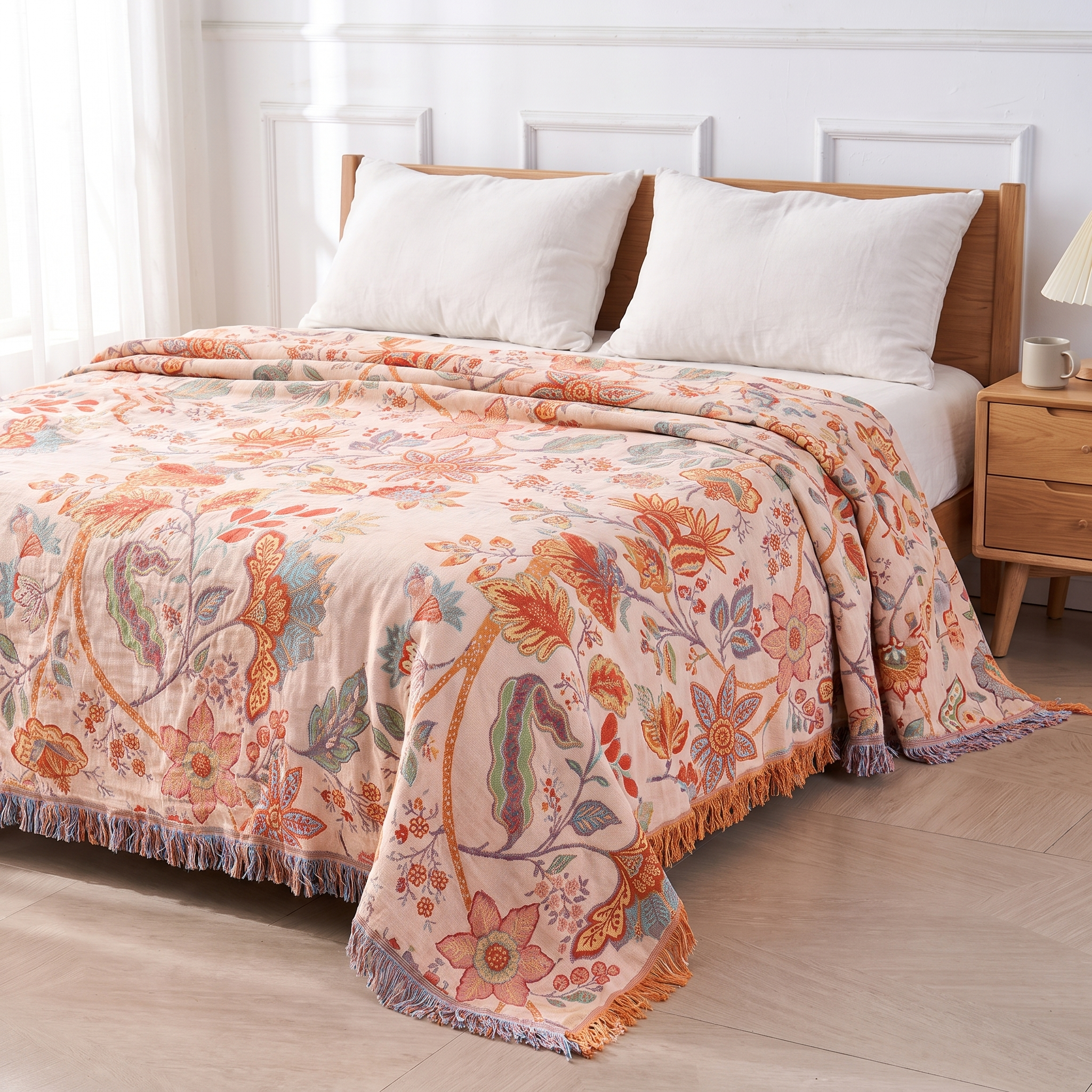 Bedsprei van 230x250 cm over een tweepersoonsbed | Sansoti