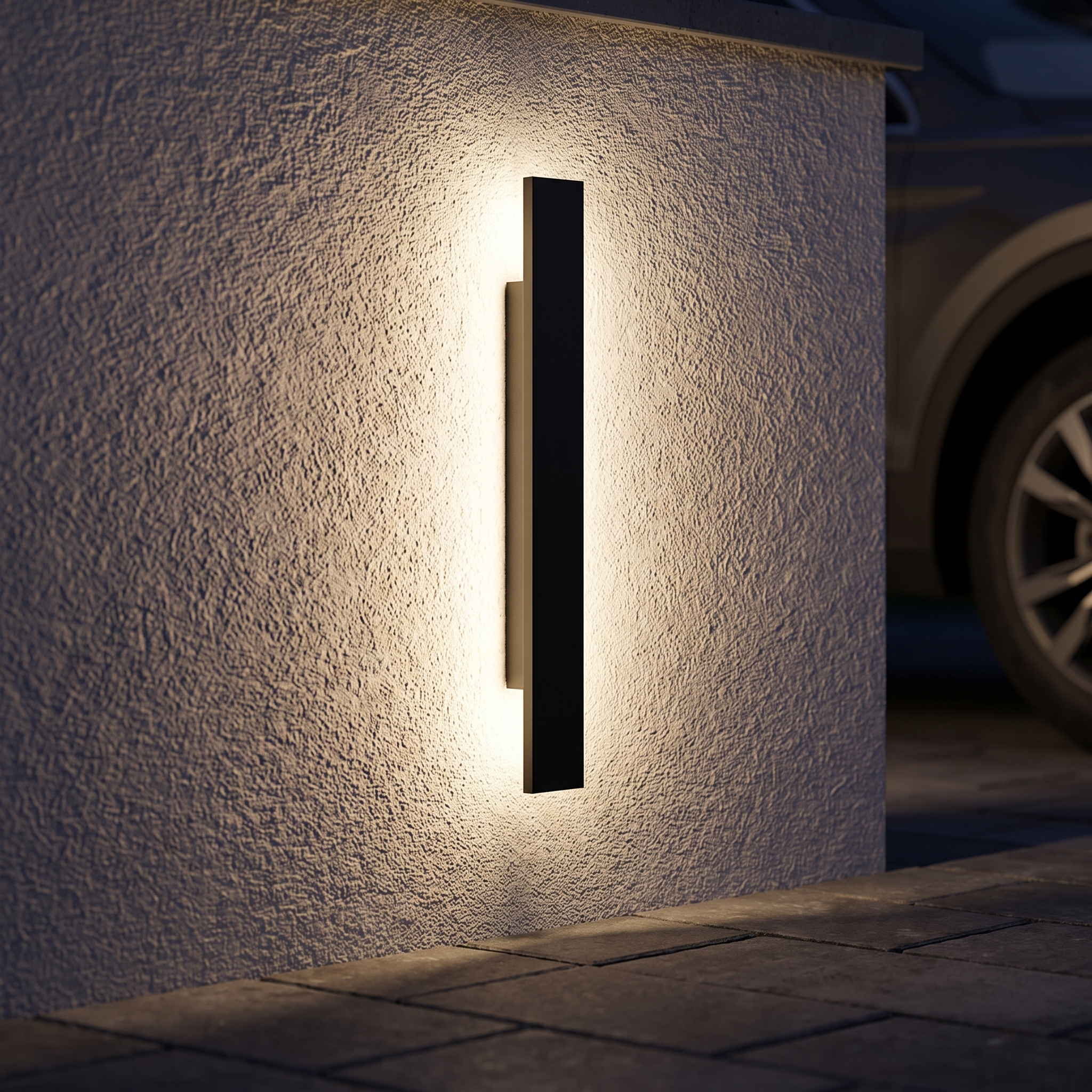 Waterdichte wandlamp langs de oprit in het donker | Sansoti