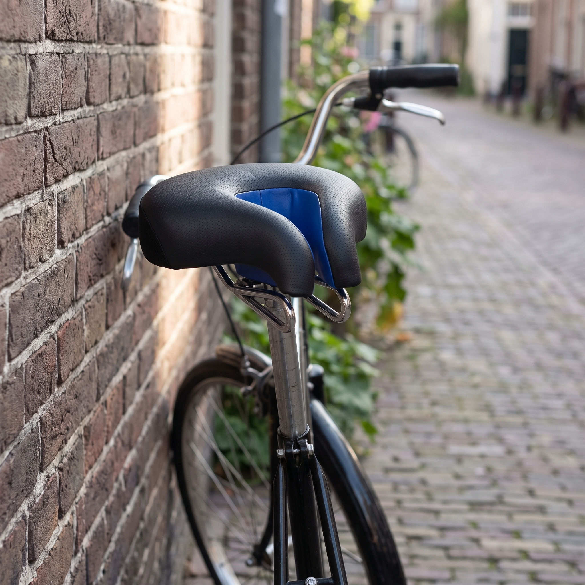 Fietszadel zonder neus op een stadsfiets | Sansoti