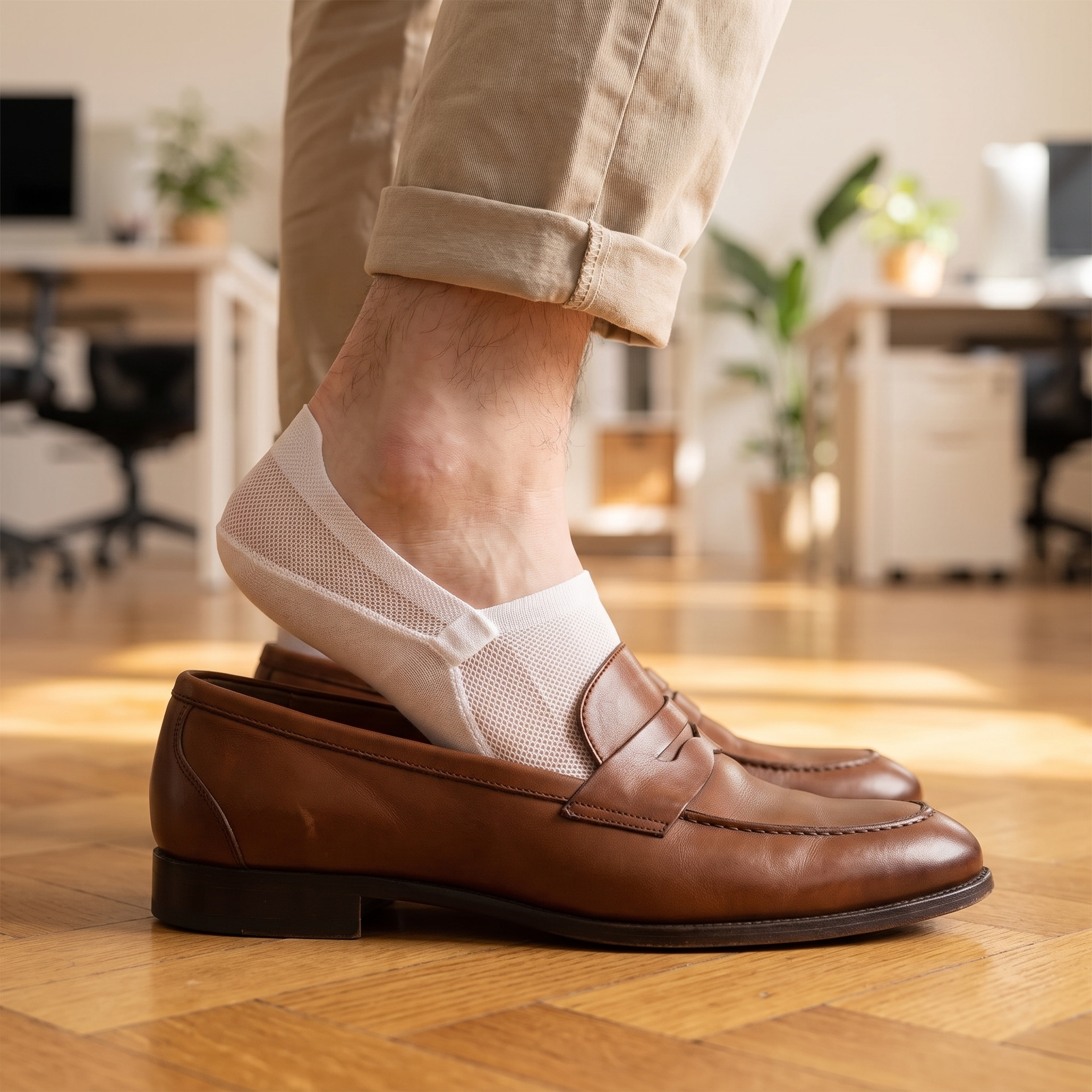 Onzichtbare sok in een leren loafer | Sansoti