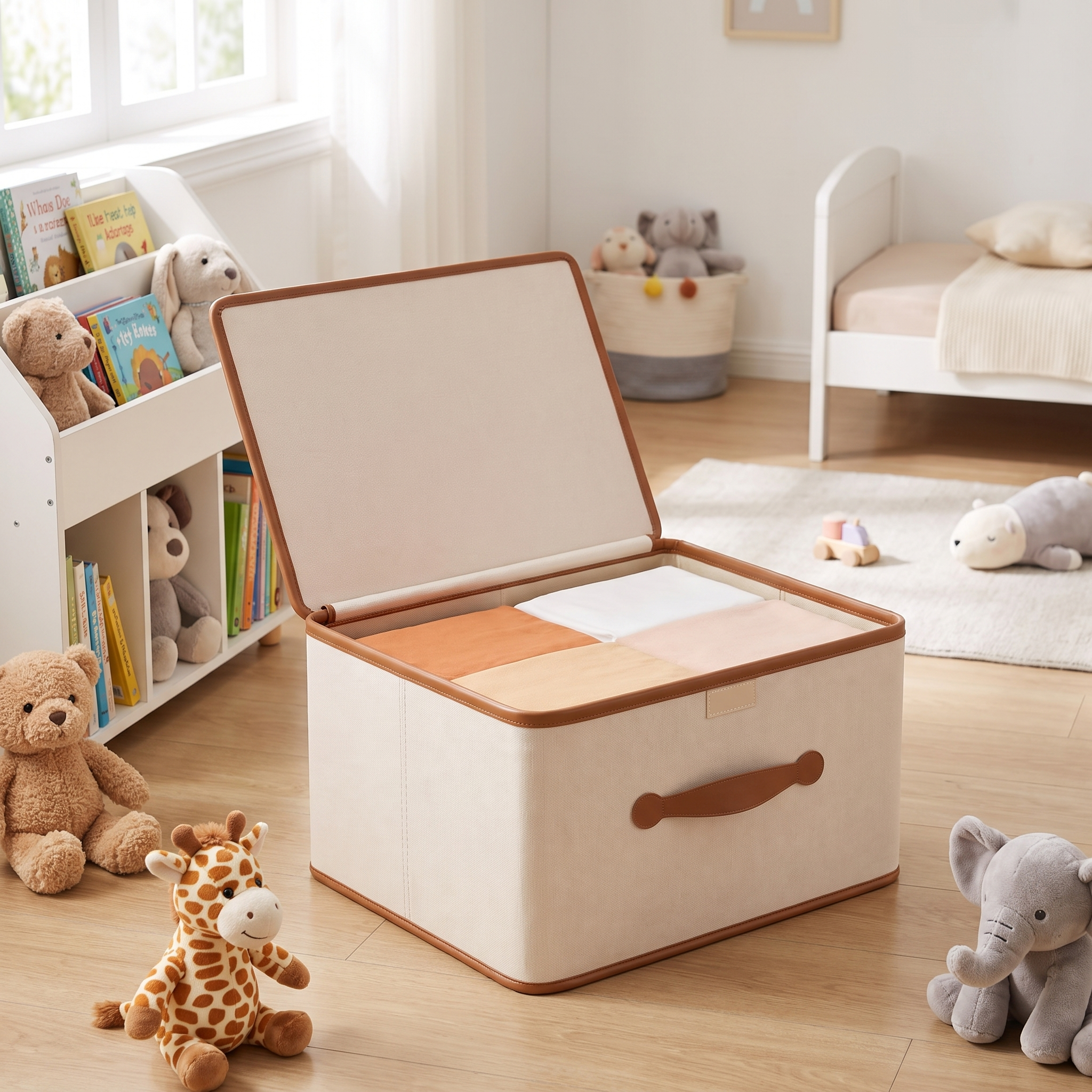 Opbergbox speelgoed met deksel in kinderkamer