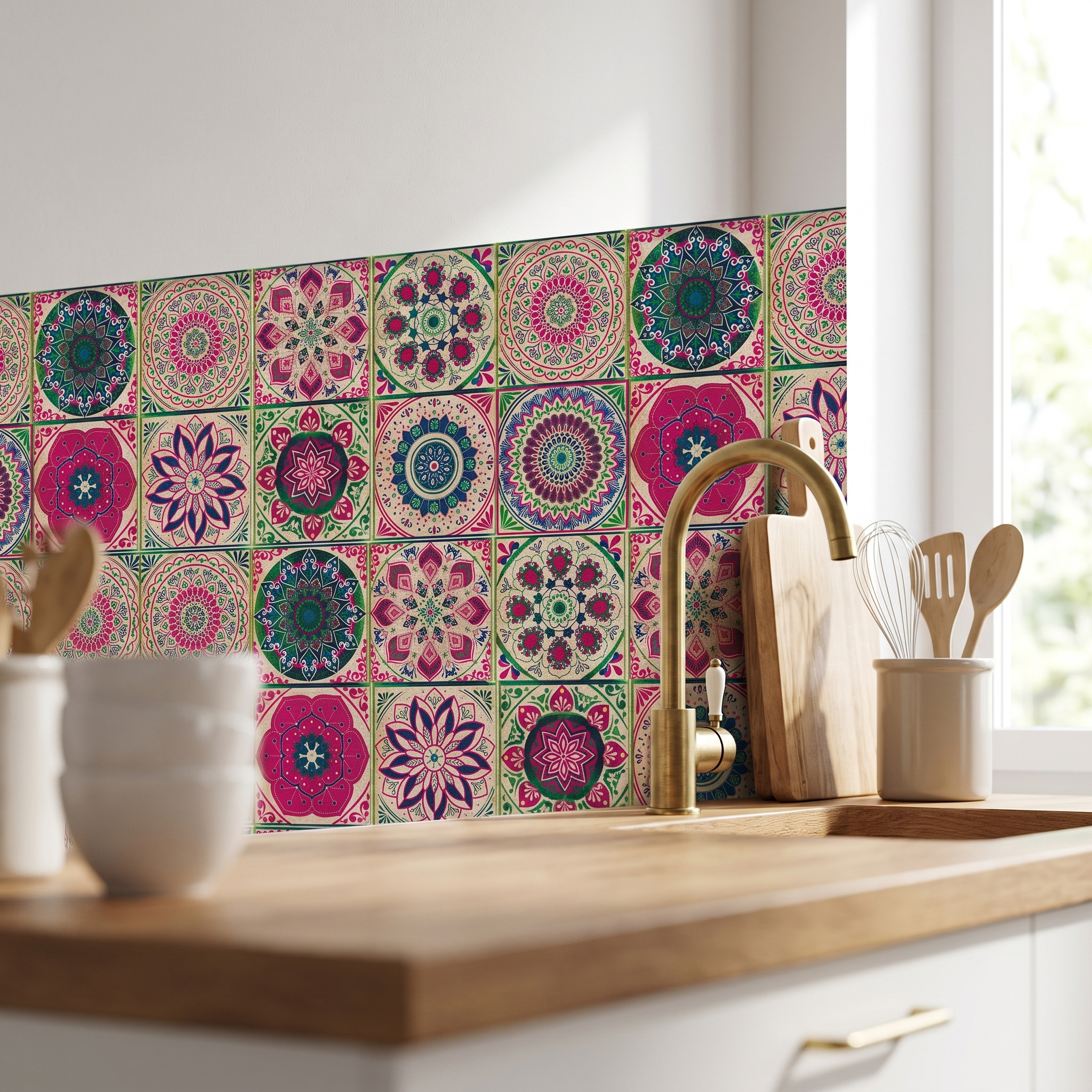 Portugese tegelstickers op keuken achterwand
