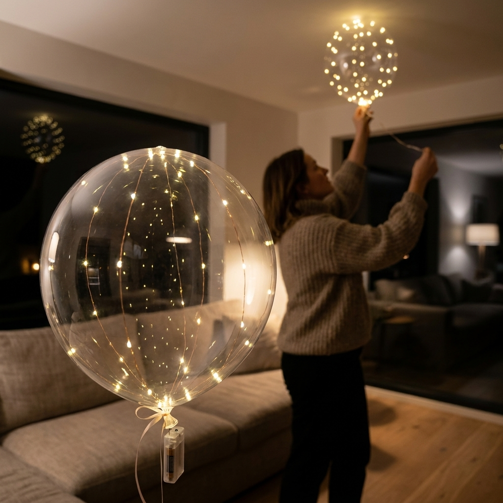 Przezroczyste balony LED, ciepłe białe światło, 45cm, zestaw 10 sztuk, przewód świetlny 3m, wielokrotnego użytku, bez lateksu, dekoracja urodzinowa, ślubna i imprezowa, na baterie | Sansoti