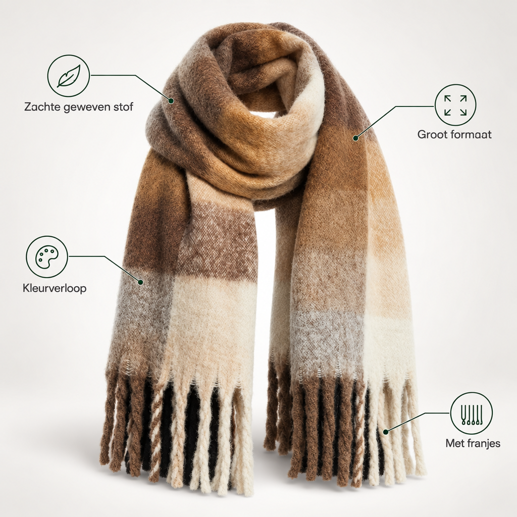 Gradient Winter Scarf Large Size Thickly Woven Warm Wrap with Fringes Soft Scarf for Women 7 Colors | Sansoti