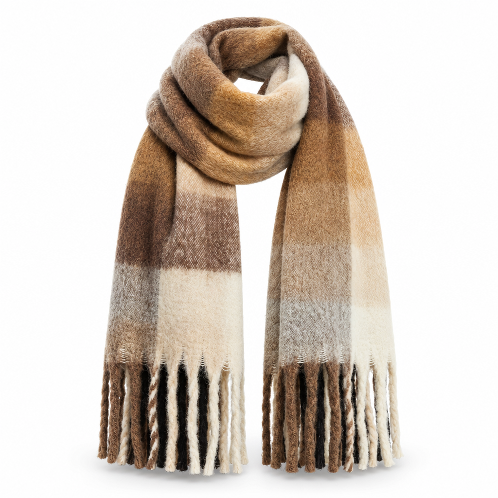 Gradient Winter Scarf Large Size Thickly Woven Warm Wrap with Fringes Soft Scarf for Women 7 Colors | Sansoti