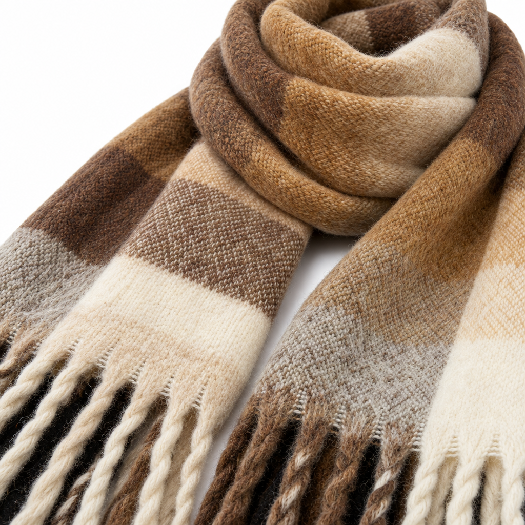 Gradient Winter Scarf Large Size Thickly Woven Warm Wrap with Fringes Soft Scarf for Women 7 Colors | Sansoti