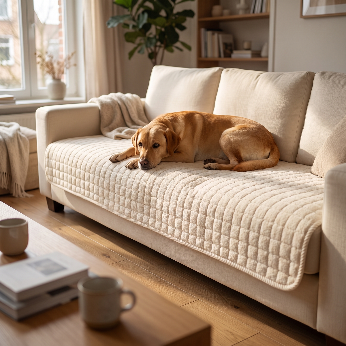 Bankhoes hond antislip 70x180 cm op een 3-zits bank