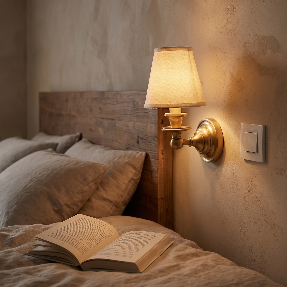 Wandlamp als leeslamp naast het bed in de slaapkamer