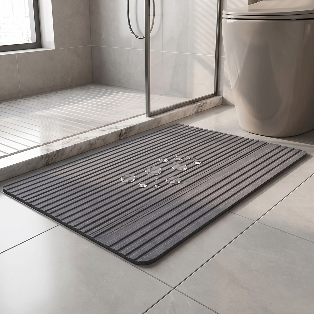 Diatomeeenaarde badmat van 50x80 cm voor een inloopdouche