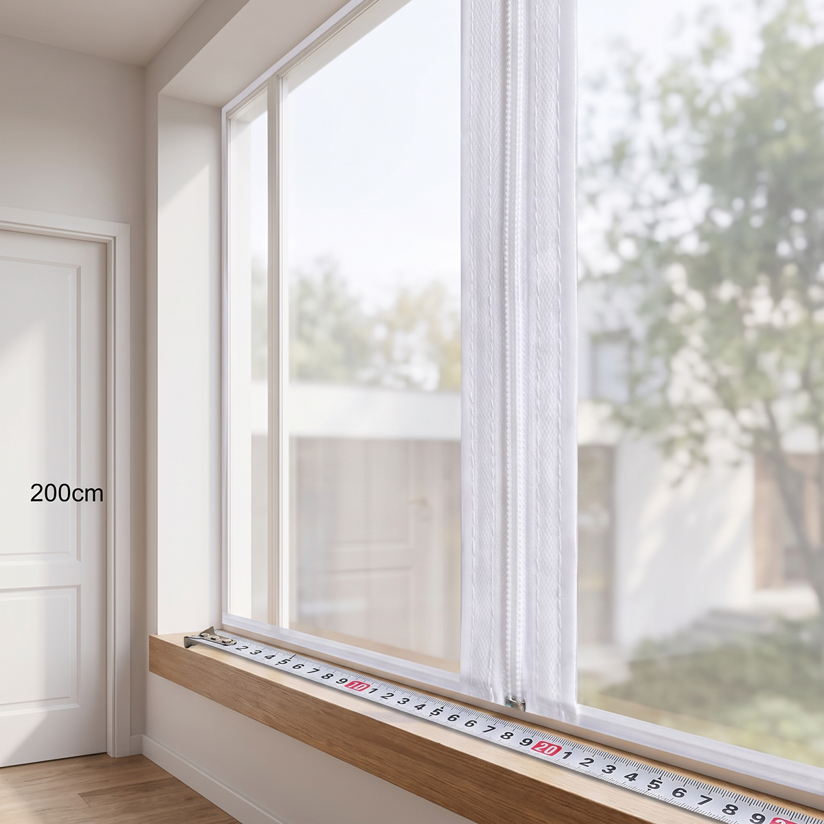 Raamfolie 185 x 285 cm met verticale ritssluiting op hoog raam