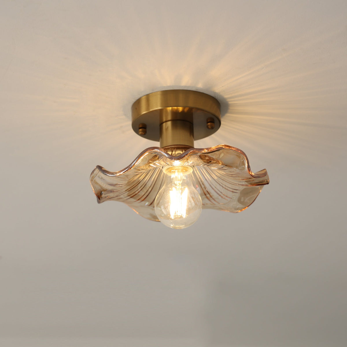 Blossom-Shaped Glass Ceiling Lamp Ø58cm Warm White LED 3000K Aluminum Fixture Living Room Bedroom Lighting | Sansoti