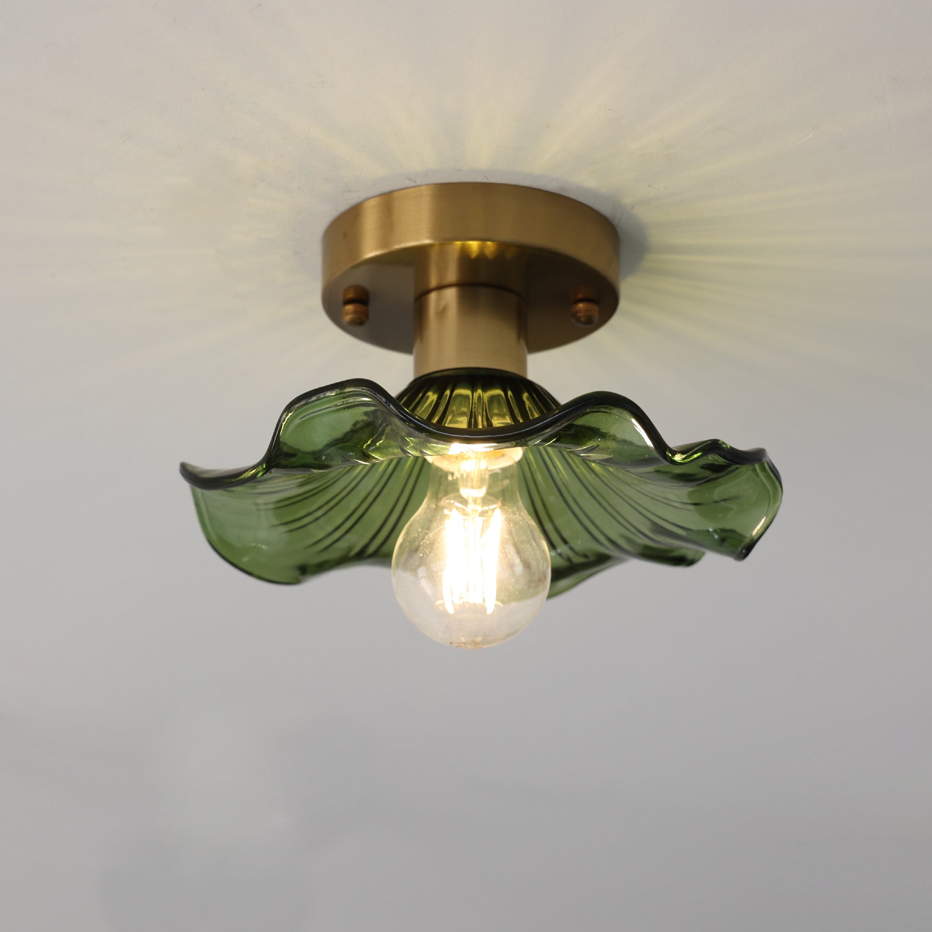 Blossom-Shaped Glass Ceiling Lamp Ø58cm Warm White LED 3000K Aluminum Fixture Living Room Bedroom Lighting | Sansoti