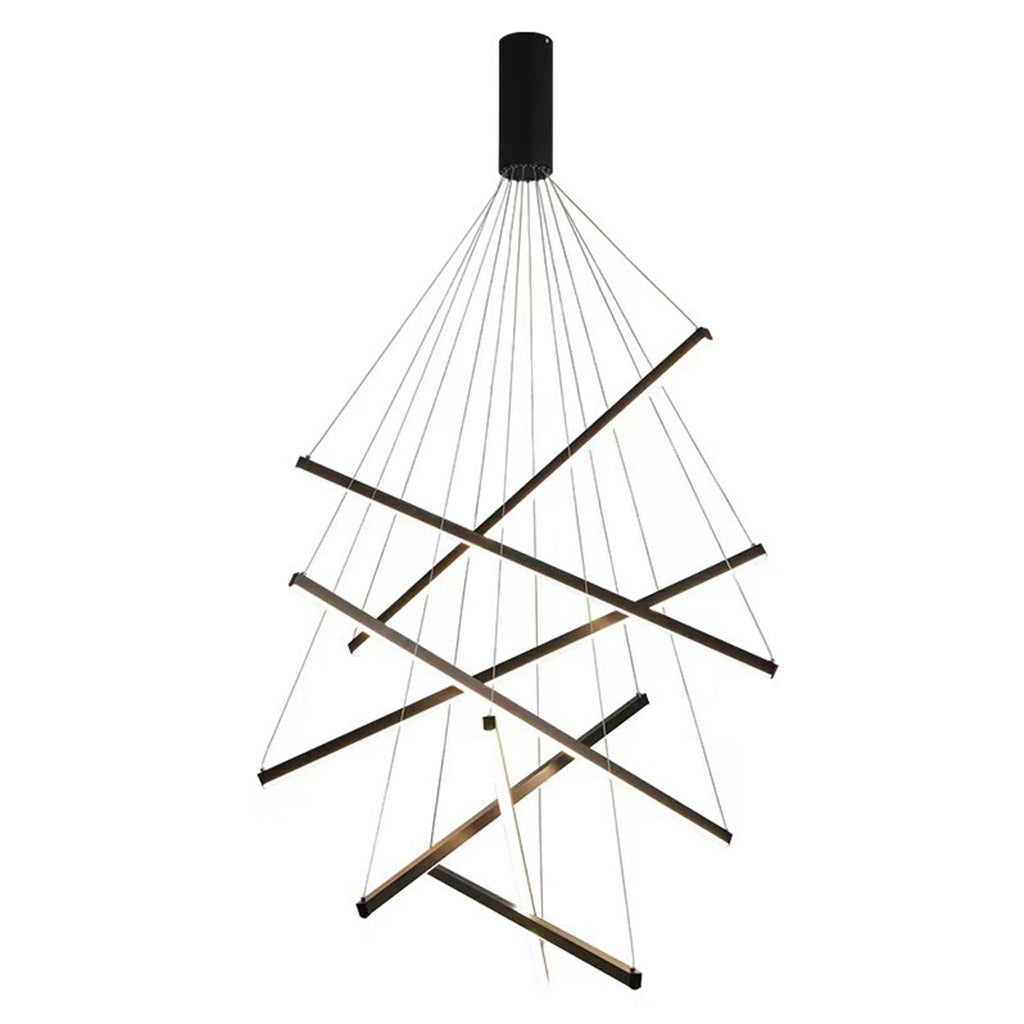 Cross Chandelier LED Bars for High Ceiling Hallway Staircase Dimmable Aluminum Black White Adjustable Height | Sansoti