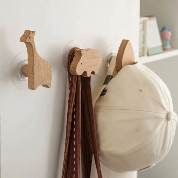 Wandhaken Hout Dieren Zelfklevend Kinderkamer Kapstokhaak Scandinavisch Design Kapstokhaakjes Muur Decoratie | Sansoti