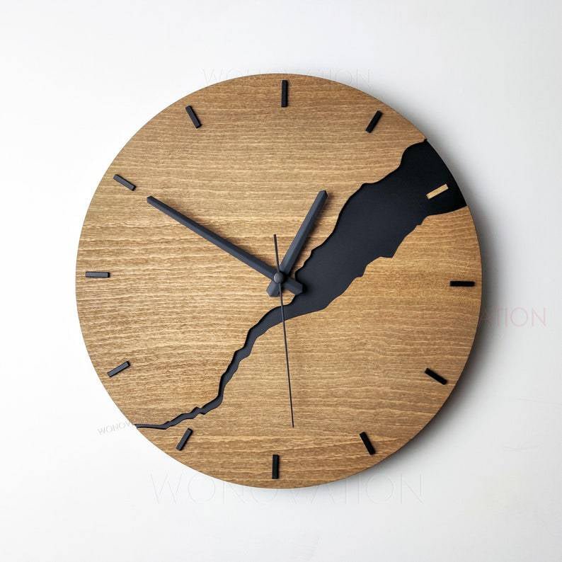 Houten Wandklok 30x30cm met Modern Minimalistisch Design | Sansoti