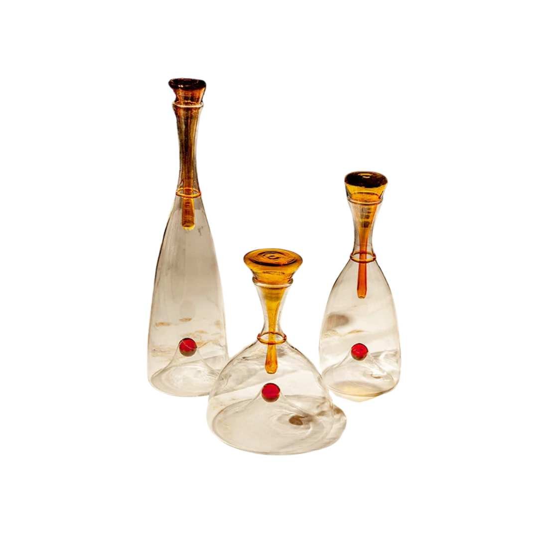 Carafe en verre Soufflée bouche Bouchon décoratif Ambre Bleu Sans plomb Compatible lave-vaisselle Table à manger Salon | Restfield