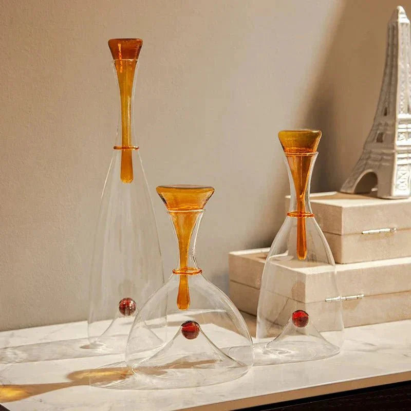 Carafe en verre Soufflée bouche Bouchon décoratif Ambre Bleu Sans plomb Compatible lave-vaisselle Table à manger Salon | Restfield