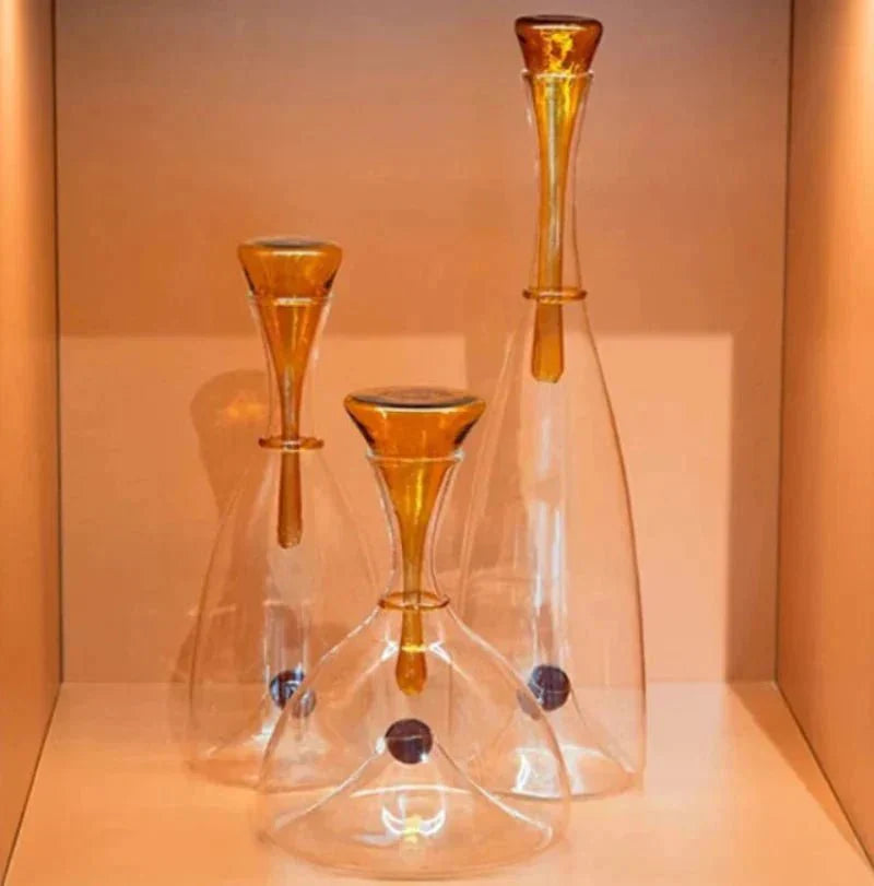 Carafe en verre Soufflée bouche Bouchon décoratif Ambre Bleu Sans plomb Compatible lave-vaisselle Table à manger Salon | Restfield