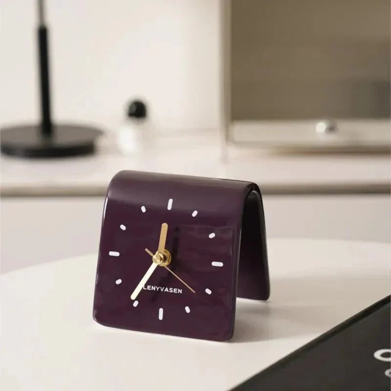 Keramische Bureauklok Met Stil Quartz Uurwerk Voor Bureau En Nachtkastje | Sansoti
