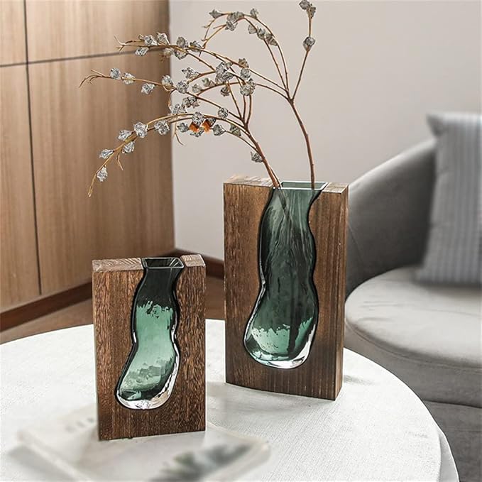 Vase en bois avec insert en verre pour fleurs et décoration intérieure | Restfield