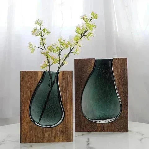 Vase en bois avec insert en verre pour fleurs et décoration intérieure | Restfield