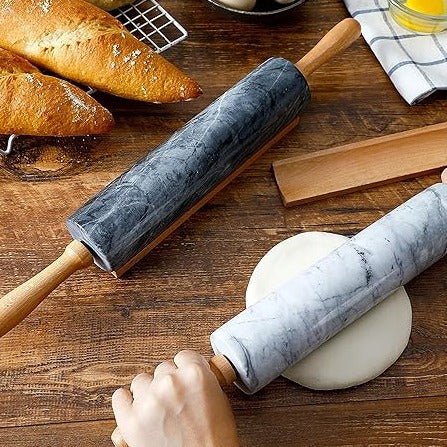 Marmor-Nudelholz mit Holzgriffen für Backen und Patisserie | Restfield