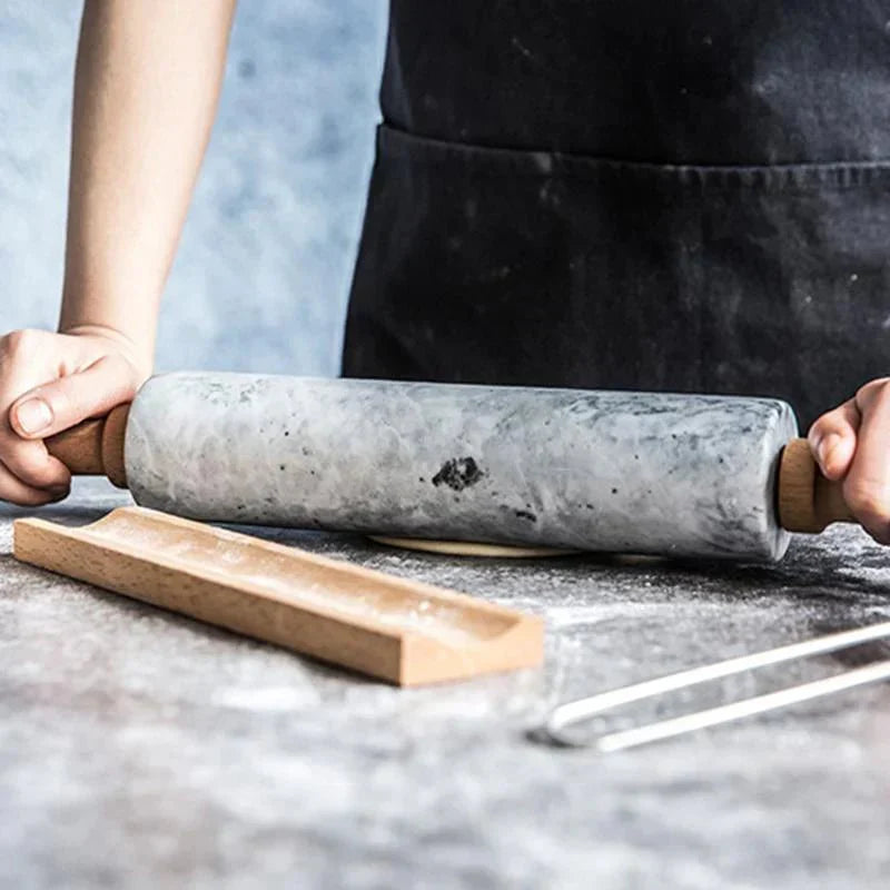 Marmor-Nudelholz mit Holzgriffen für Backen und Patisserie | Restfield