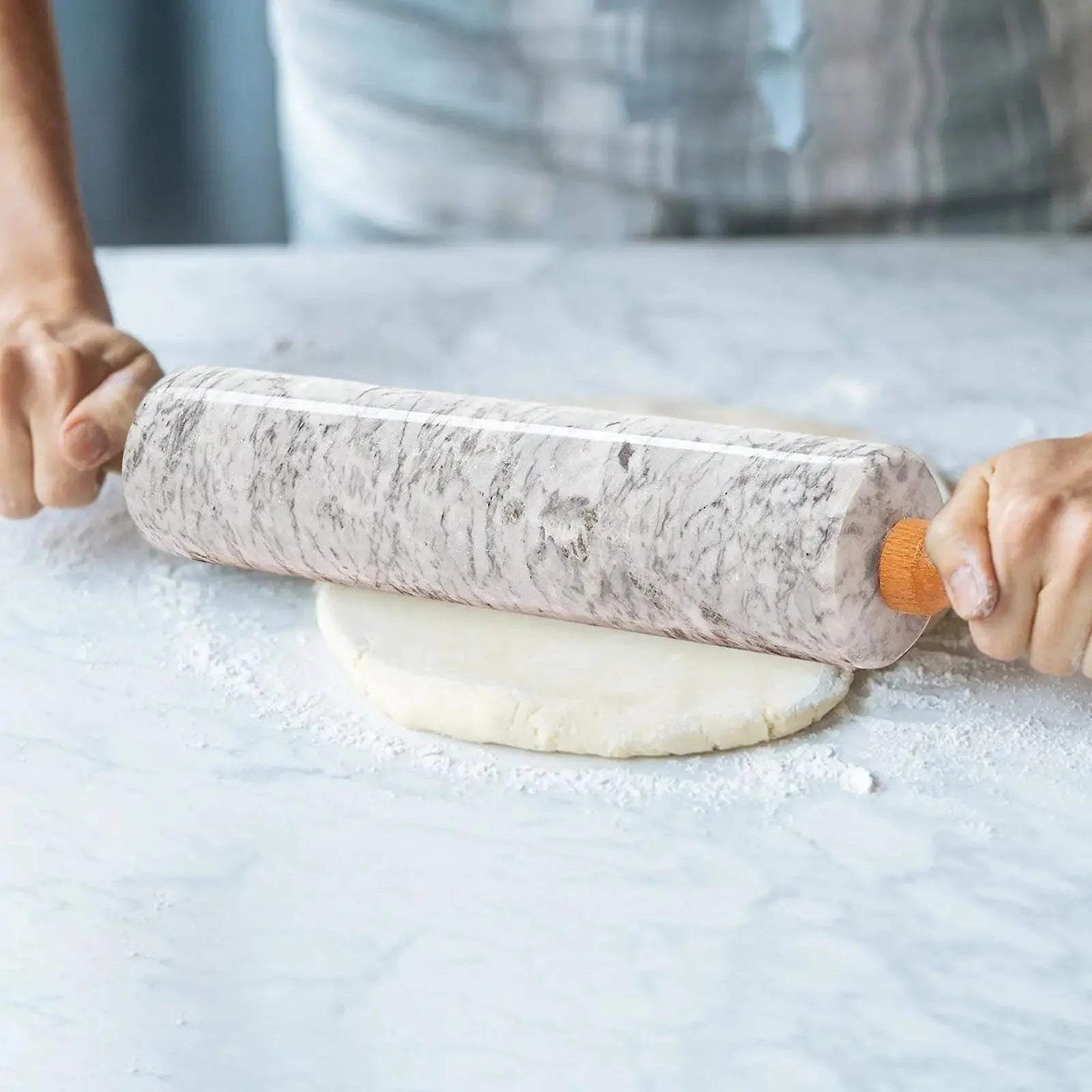 Marmor-Nudelholz mit Holzgriffen für Backen und Patisserie | Restfield