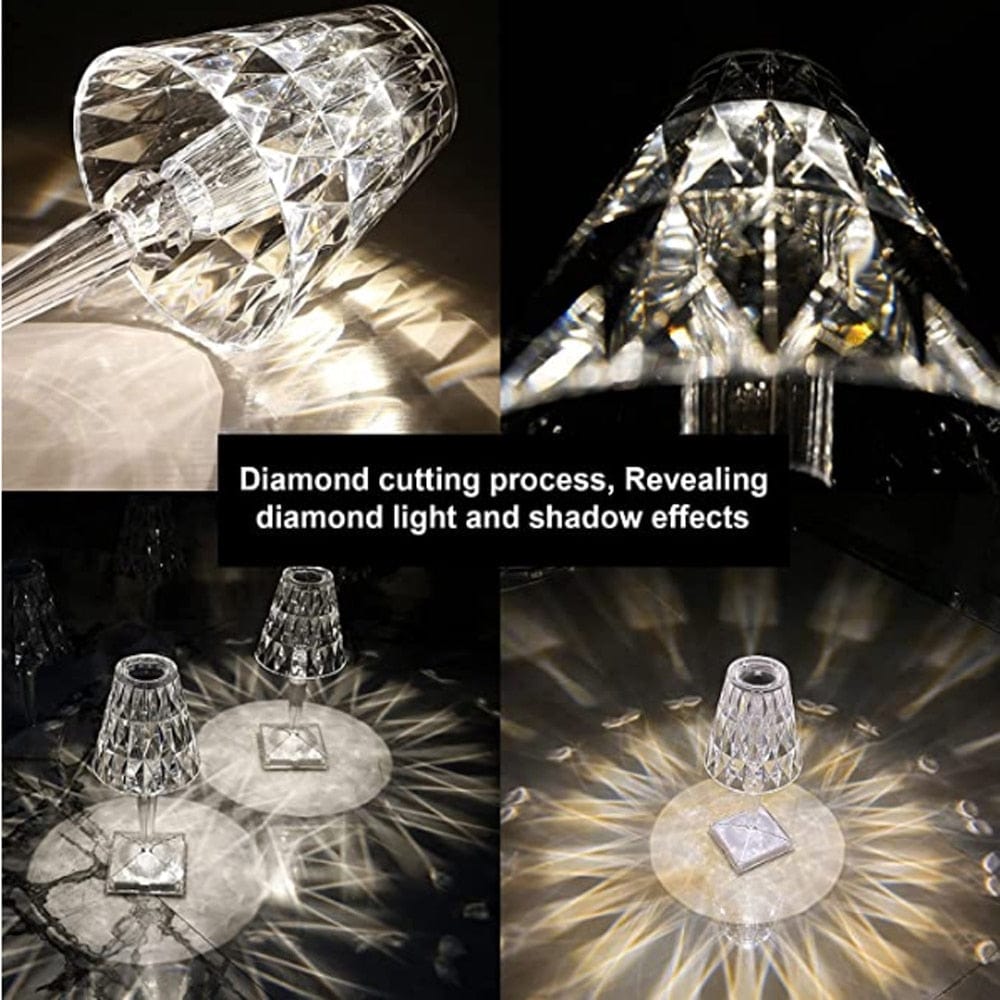 Kristall-Tischleuchte LED Diamant Kabellos Aufladbar Touch Dimmbar Stimmungslicht Wohnzimmer Schlafzimmer | Restfield