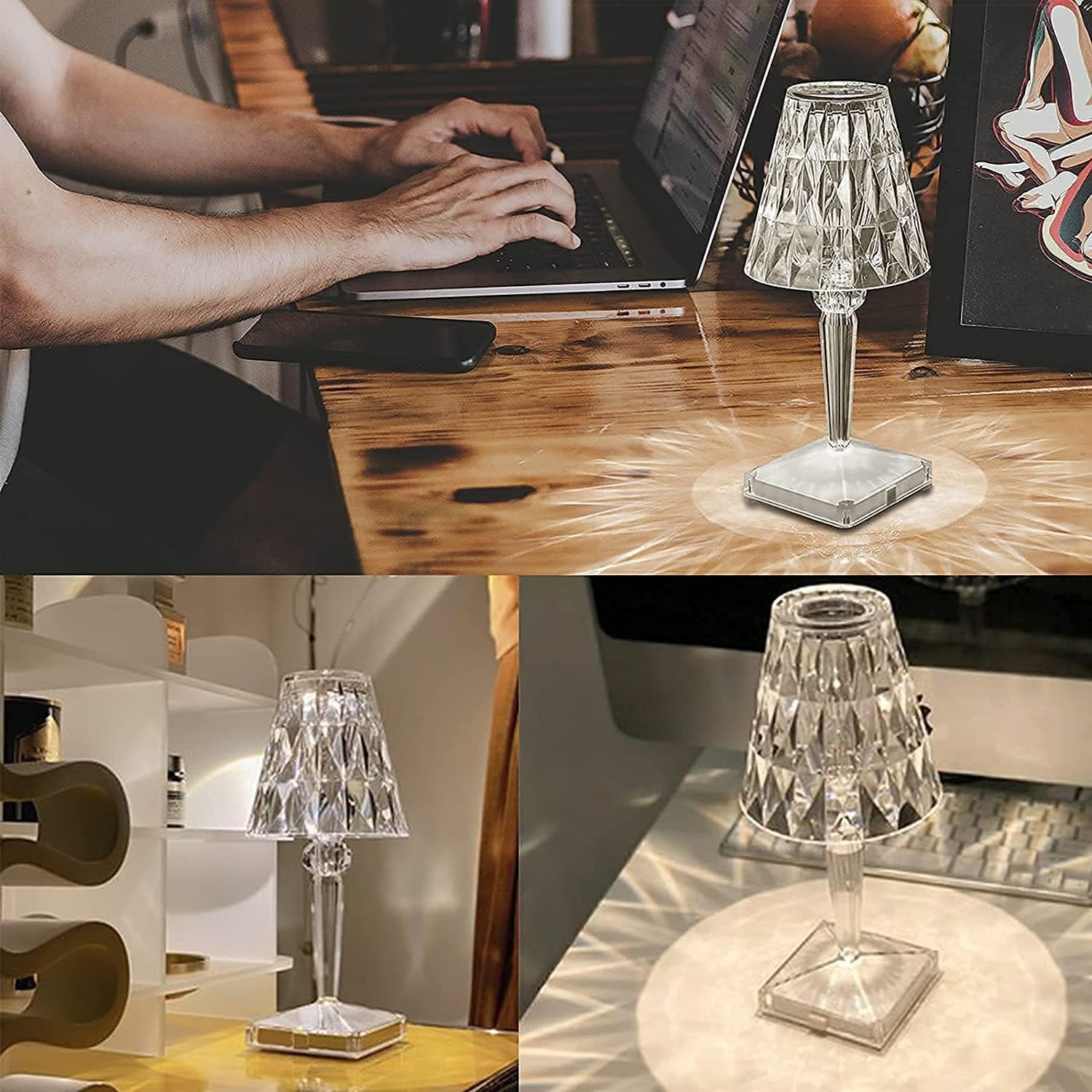 Kristall-Tischleuchte LED Diamant Kabellos Aufladbar Touch Dimmbar Stimmungslicht Wohnzimmer Schlafzimmer | Restfield