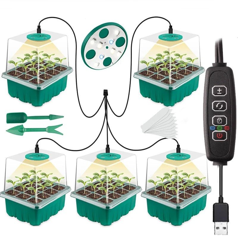 Zaaitray met Groeilamp LED voor Zaailingen en Stekjes Binnen Buiten Kweekbak Groeisysteem Tuinbouw Moestuin | Sansoti