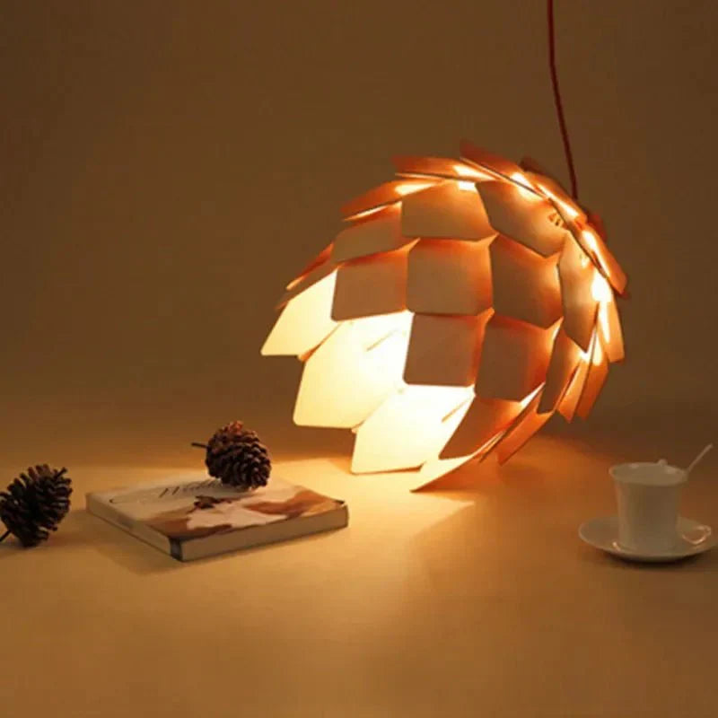 Eikenhouten Hanglamp met Kristal en Verstelbare Kabel – Scandinavische Verlichting | Sansoti